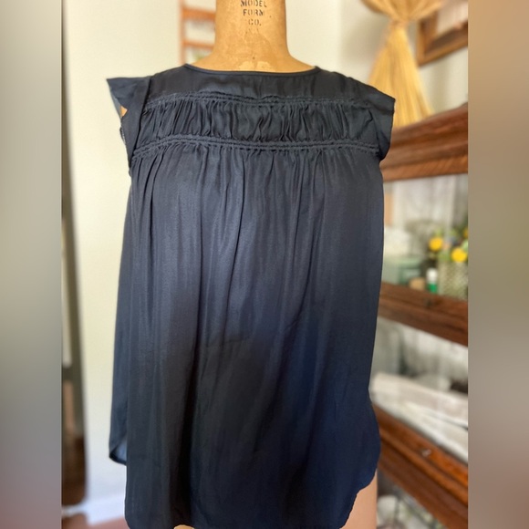 LOFT XS navy blue silky feel sleeveless top - Picture 2 of 6